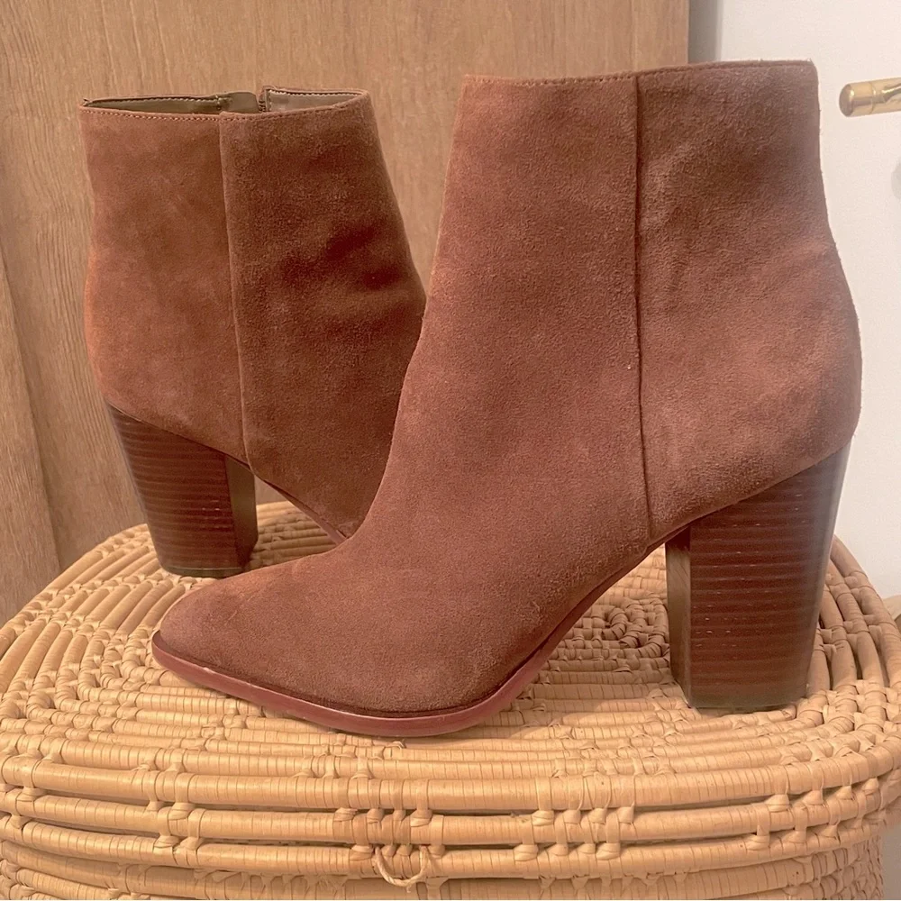 Sam Edelman Tan Suede Leather Heeled Ankle Boot Women's Size 10